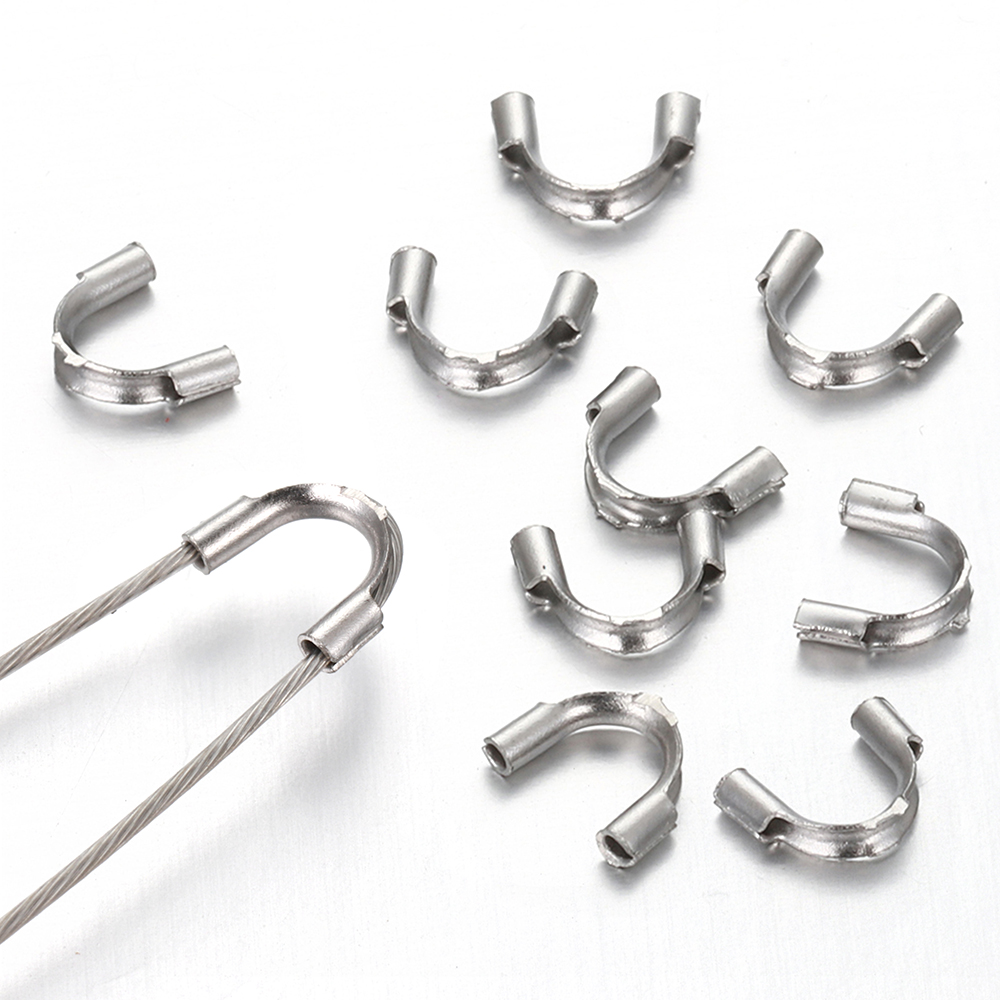 30pcs Stainless Steel U Shape Wire Protectors Wire Guard Guardian Protectors loops Clasps Connector For Jewelry Making Supplies