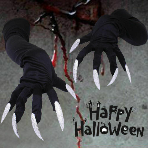 Goocheer Halloween Lange Nagels Handschoenen Heks Cosplay Kostuum Party Adult Fancy Props Zwarte Volwassen Unisex Halloween Gothic Handschoenen