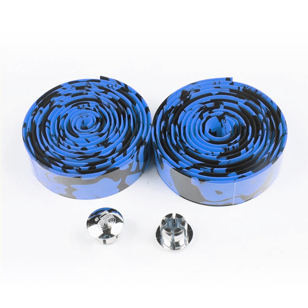 Cinta de camuflaje para manillar de bicicleta de carretera, cinturón con asa para ciclismo, envoltura de corcho con tapones para barra, 8 colores: black blue