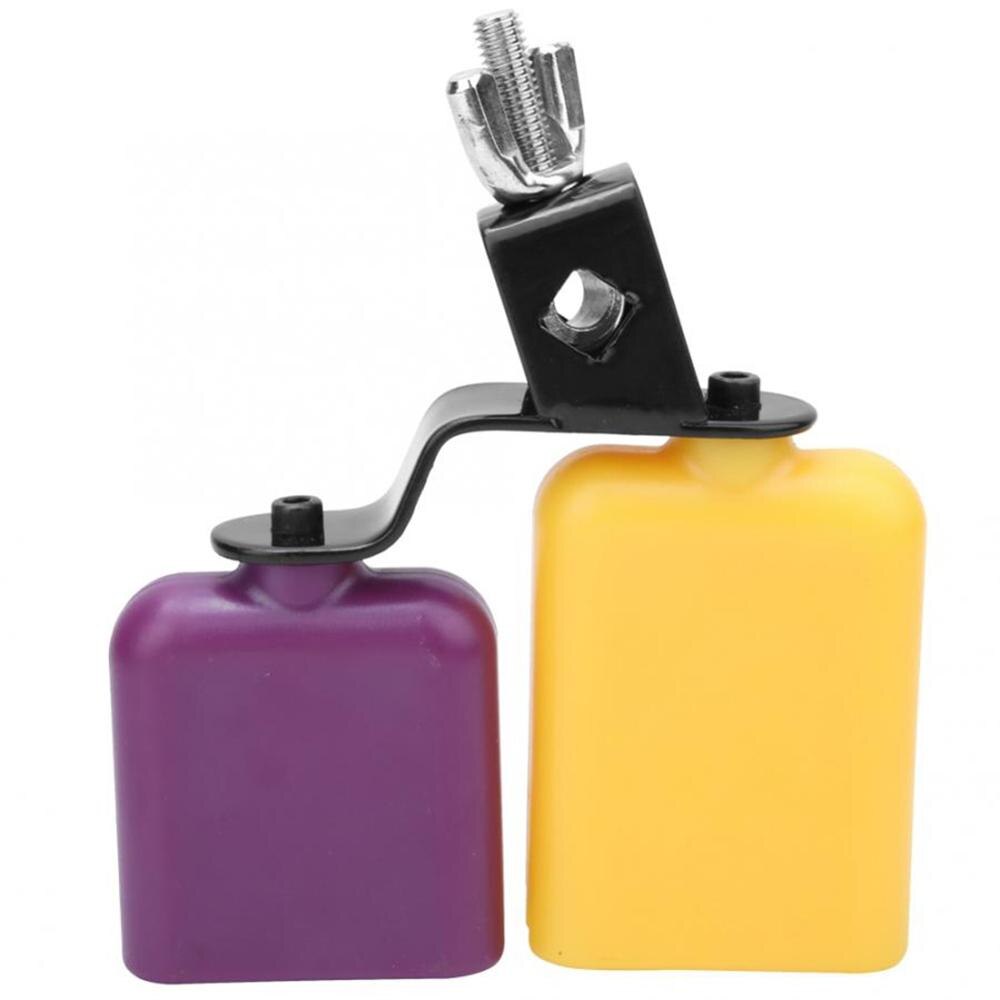 CB30 Yellow and Purple Cowbell Square ABS Plastic Fish Cow Bell High and Low Pitch Cattle Percussion Instrument