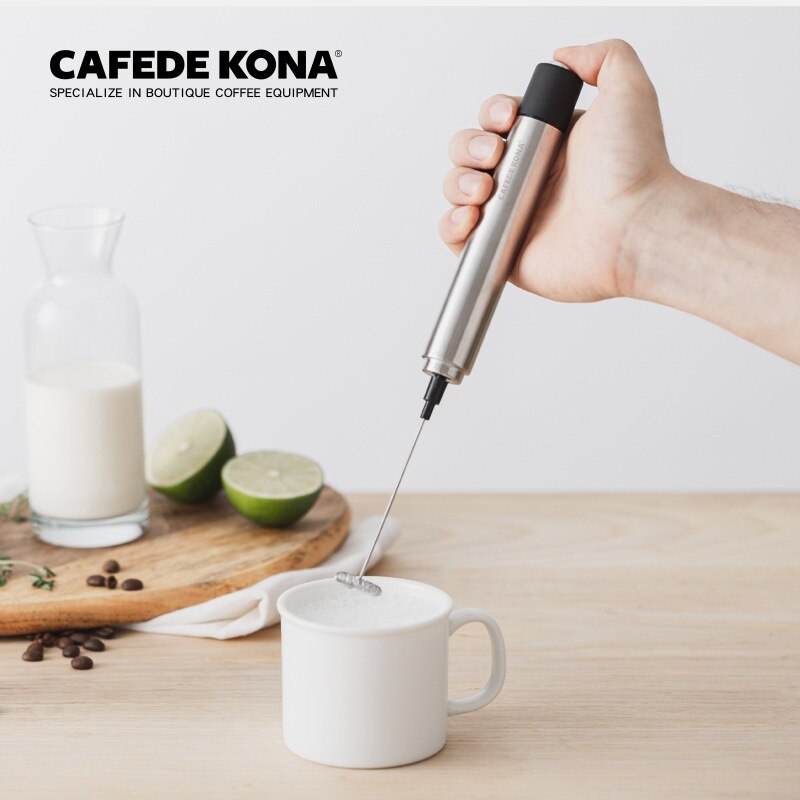 Cafede Kona Handheld Elektrische Melkopschuimer Roestvrij Staal Automatische Melkopschuimer Koffie Melkschuim In 30 Seconden