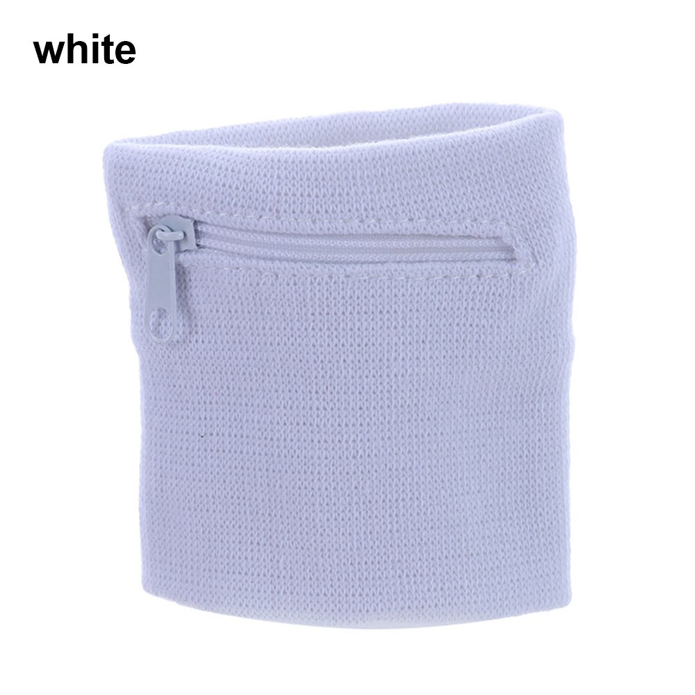 1Pc Soft Wrist Band Sport Wrist Purse Bag Running Wrist Protection Outdoor Gym Key Pocket Bike Wallet Safe Zipper Wrist Band: white