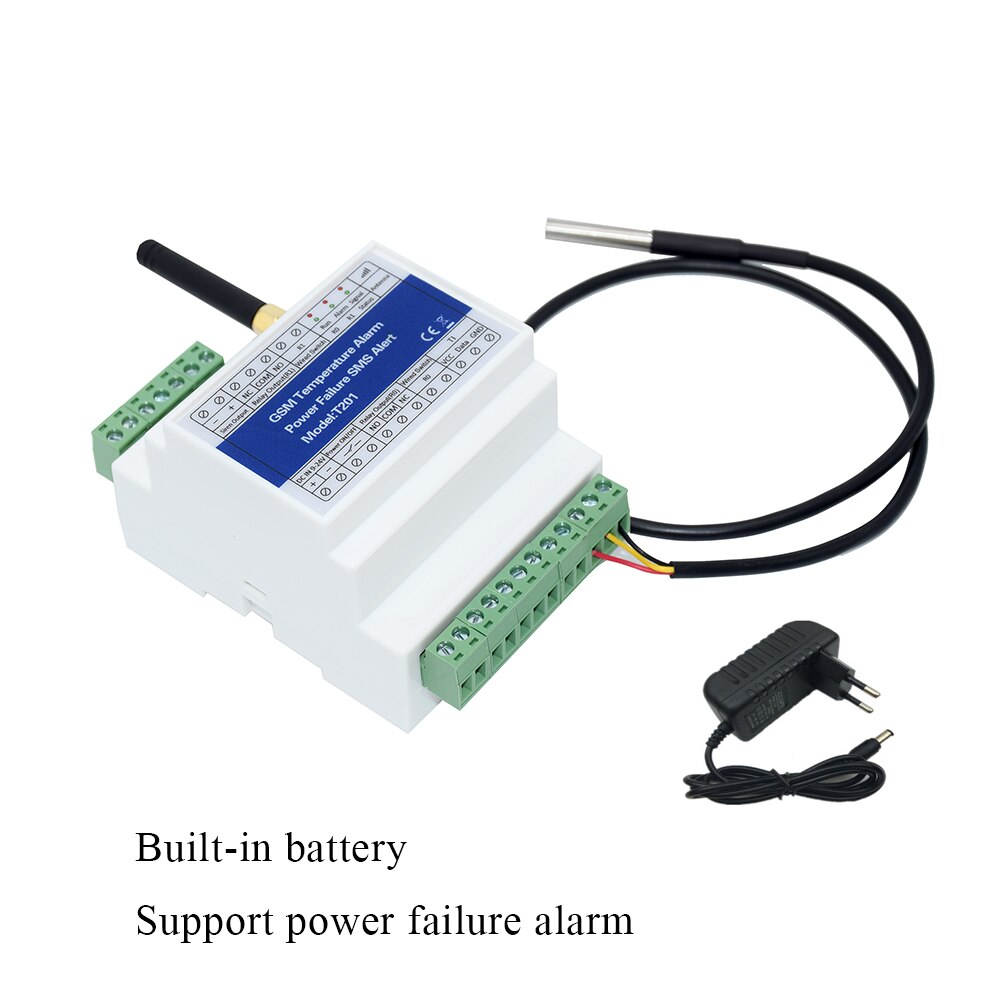 DIN-rail GSM SMS Remote Relay Controller ON/OFF Switch With 2 Relay Output Temperature Sensor: Kit D