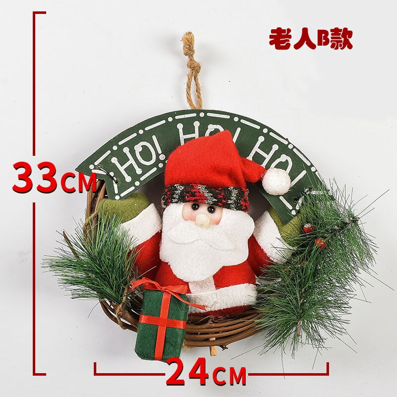 Kerst Garland Kerstman Elanden Sneeuwpop Krans Muur Opknoping Deur Decoraties Vrolijk Kerstfeest Decor Voor Thuis Gelukkig Yea: Diep Roze