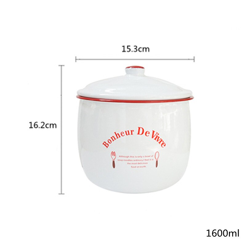 Enamel Stewpot Unbreakable Outdoor Travel Camping Bonfire Party Fishing Picnic Pot Stewpot Enamel Pasta Soup Bowl: B - 1600ml