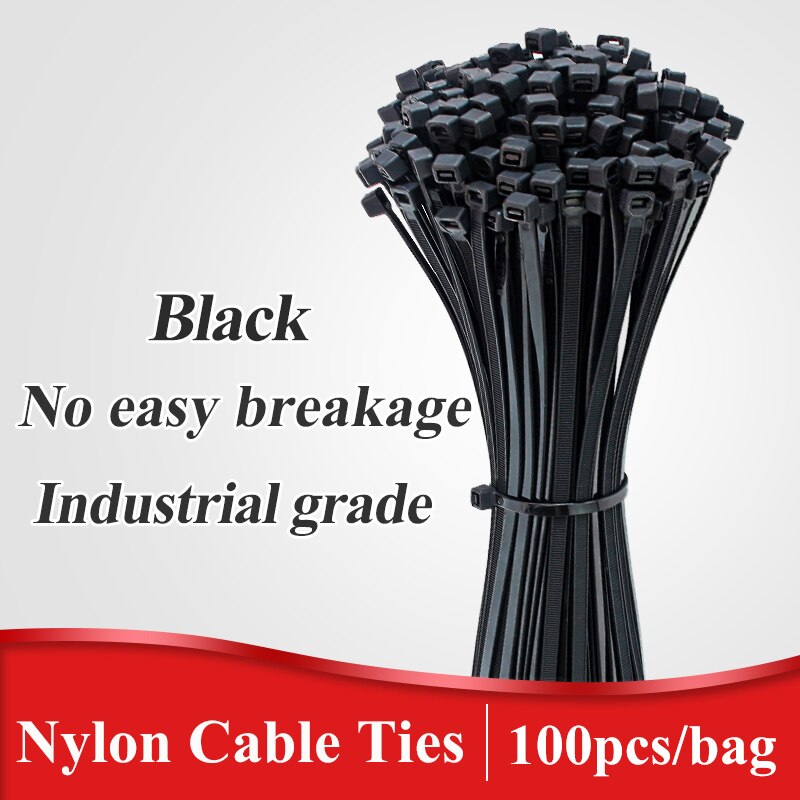 100 Pcs Zelfsluitende Plastic Nylon Tie Verstelbaar Nylon Kabelbinders Organiser Banden Zip Loop Wire Wrap 3*150Mm 3*200Mm