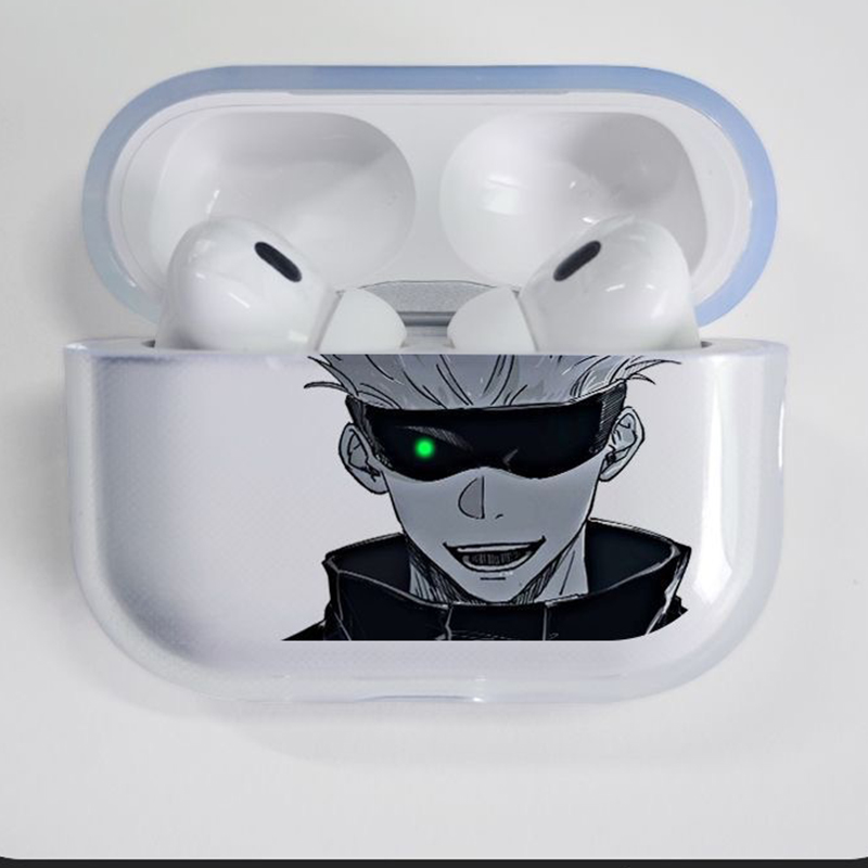 Jujutsu Kaisen Gojo Satoru Earphone Case for Apple Airpods 4 2 3 Pro Transparent Anime AirPods Case: XS