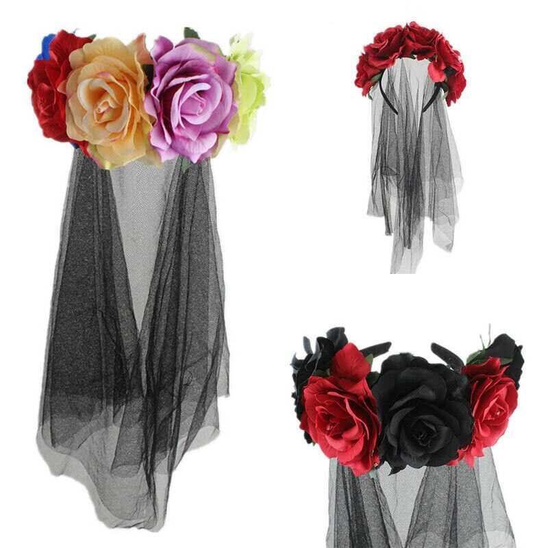 Rose Accessoires Dans Meisjes Halloween Dag Hoofddeksel Dode Bloem Kroon Festival Hoofdband Party Mexicaanse Dragen Vrouwelijke