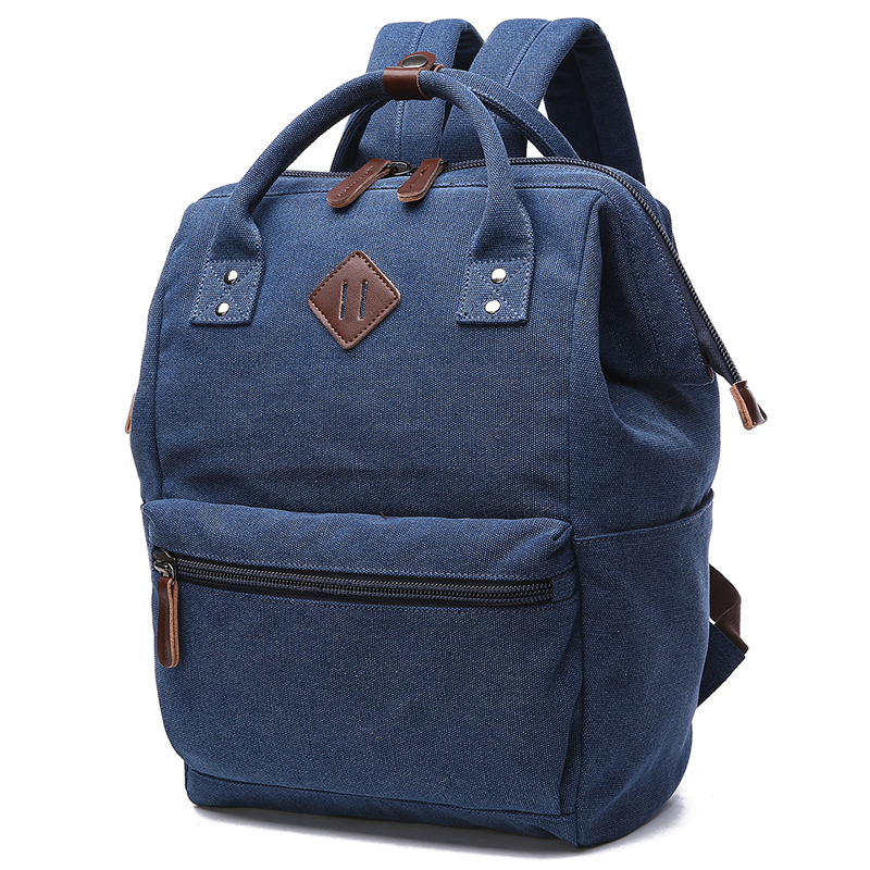 Scione Canvas Heren Rugzak School Rugzak Mannen Vintage Rugzakken Vrouwen Reizen Schouder Bagpack Tieners Laptop Back Pack: Blue / 25x36x19cm