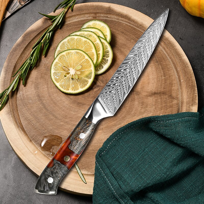 Japanese Kitchen Knife Set Real Damascus Chef Knifes Utility Boning Knives Meat Slicer Fruit Cutter Cooking Tools Grandsharp: Utility Knife