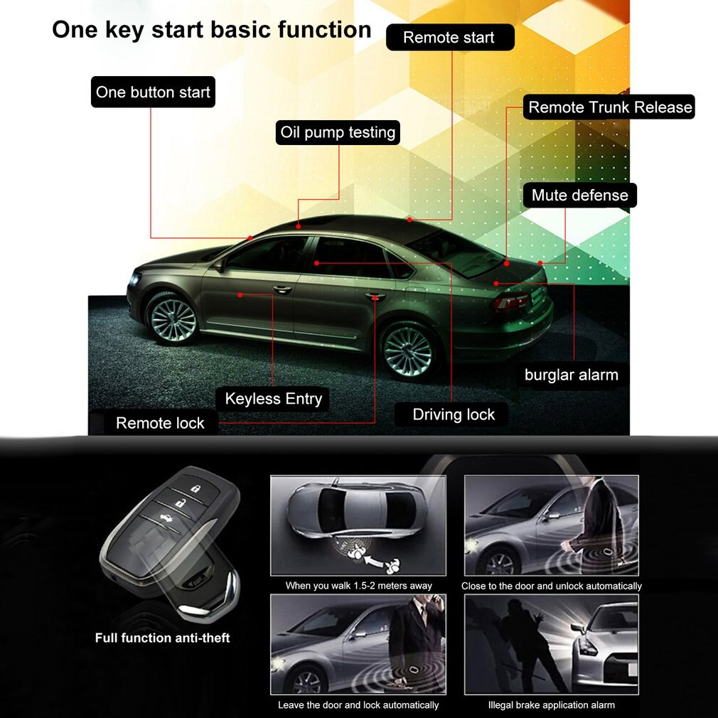 Keyless Entry System Start Stop Car Alarm System Start Stop Button Car Central Lock Auto Alarm Remote Engine Start