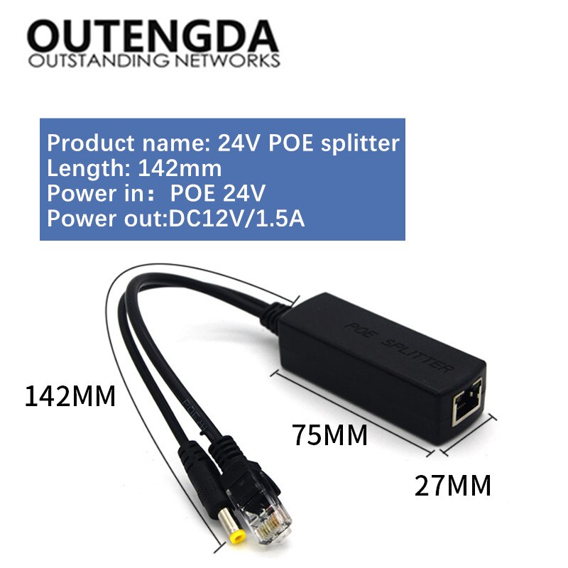 Divisor de energia poe converter 24v para 12v dc out divisor por cabo de rede para câmeras de vigilância ip: Bege