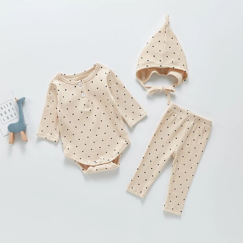 Neue Baby Kleidung Kleinkind Karosserie einstellen 3 Stck Mädchen Schläfer drinnen Kleidung mit Hütte Hosen Neugeborenen Strampler Homewear Kleinkind Pyjama