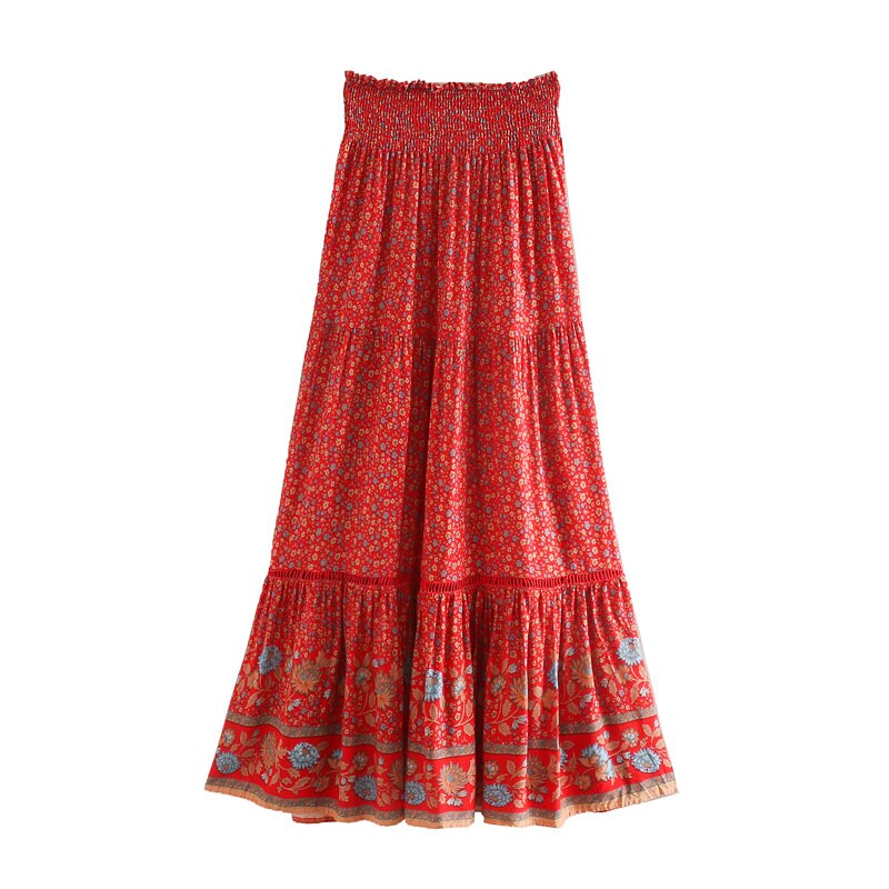 Beige Layered Boho Skirt