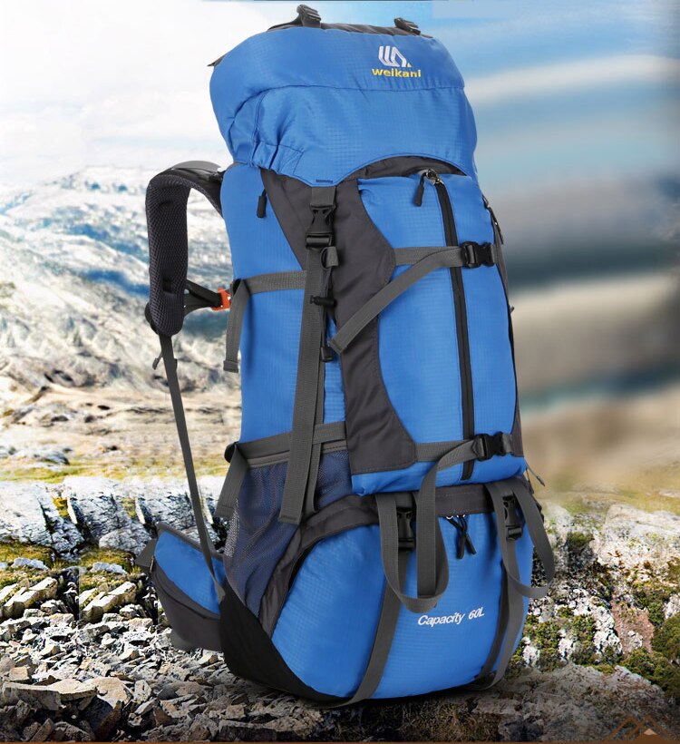 Unisex 60L men Waterproof backpack travel pack sports bag pack Outdoor Camping Mountaineering Hiking Climbing backpack for male: Blue