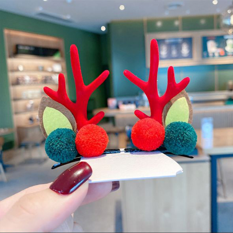 Serre-tête en bois d'élan pour filles, épingle à cheveux, serre-tête de dessin animé, décoration de noël, Super mignon, 2022: Color the ball A