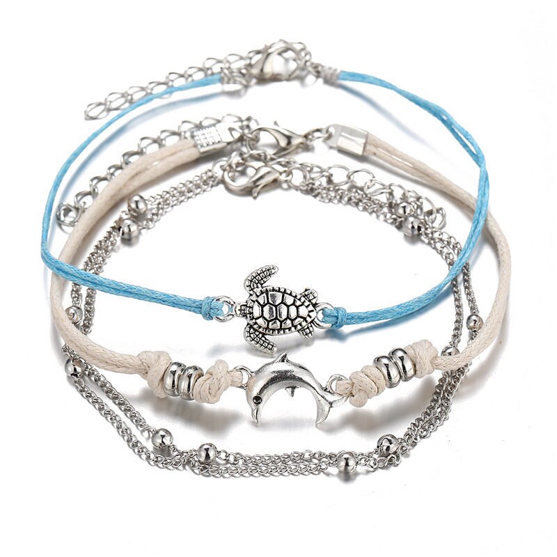 Bohemian Enkelband Set Voor Vrouwen Natuur Shell Hart Ster Enkelbanden Armband Op Been Barefoot Diy Voet Sieraden Strand Accessoires