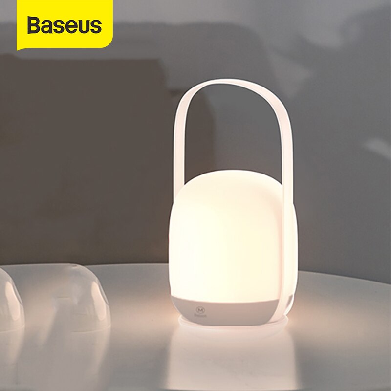Baseus Handvat Nachtlampje Touch Dimbare Lantaarn Draagbare Tafellamp Leeslamp 3000-5000K Oplaadbare Usb Led Licht