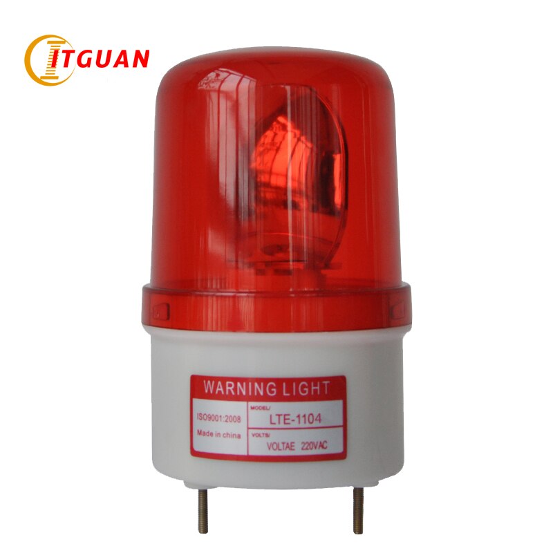 Luz de advertencia rotativa de señal incandescente de LTE-1104, luz de advertencia de emergencia con fondo de perno, rojo/amarillo/verde/azul, 12V 24V 220V