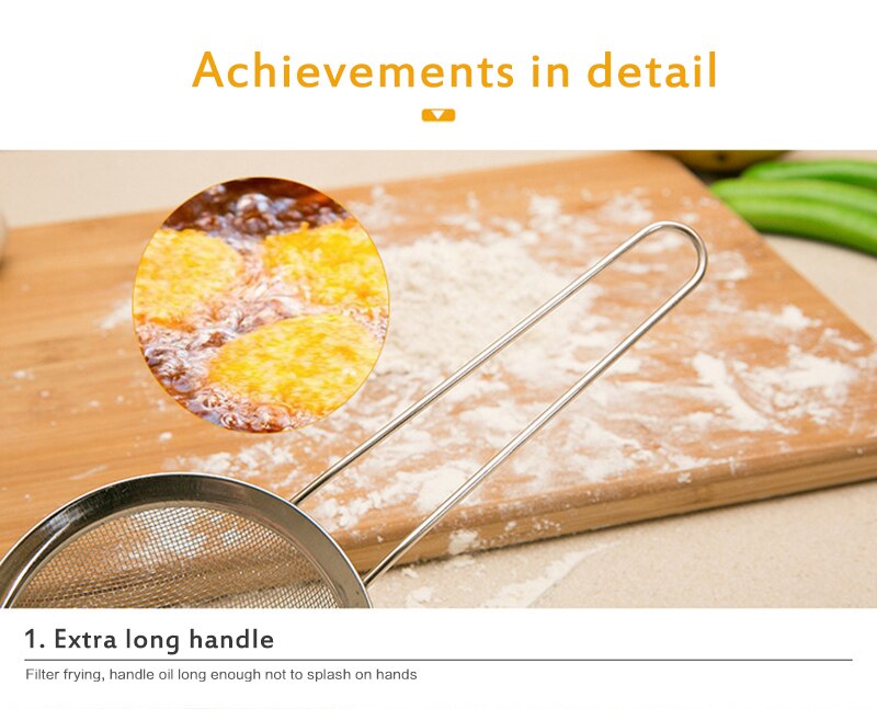 1pc Stainless Steel Fine Mesh Wire Oil Colanders Strainer Flour Colander Sieve Sifter Kitchen Cooking Tool