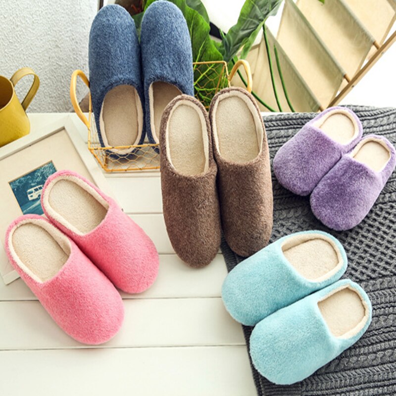 Zapatillas mujer Zapatillas interior Casa de peluche suave de algodón lindo Zapatillas Zapatos antideslizante piso casa sandalias deslizante para Mujeres para el dormitorio