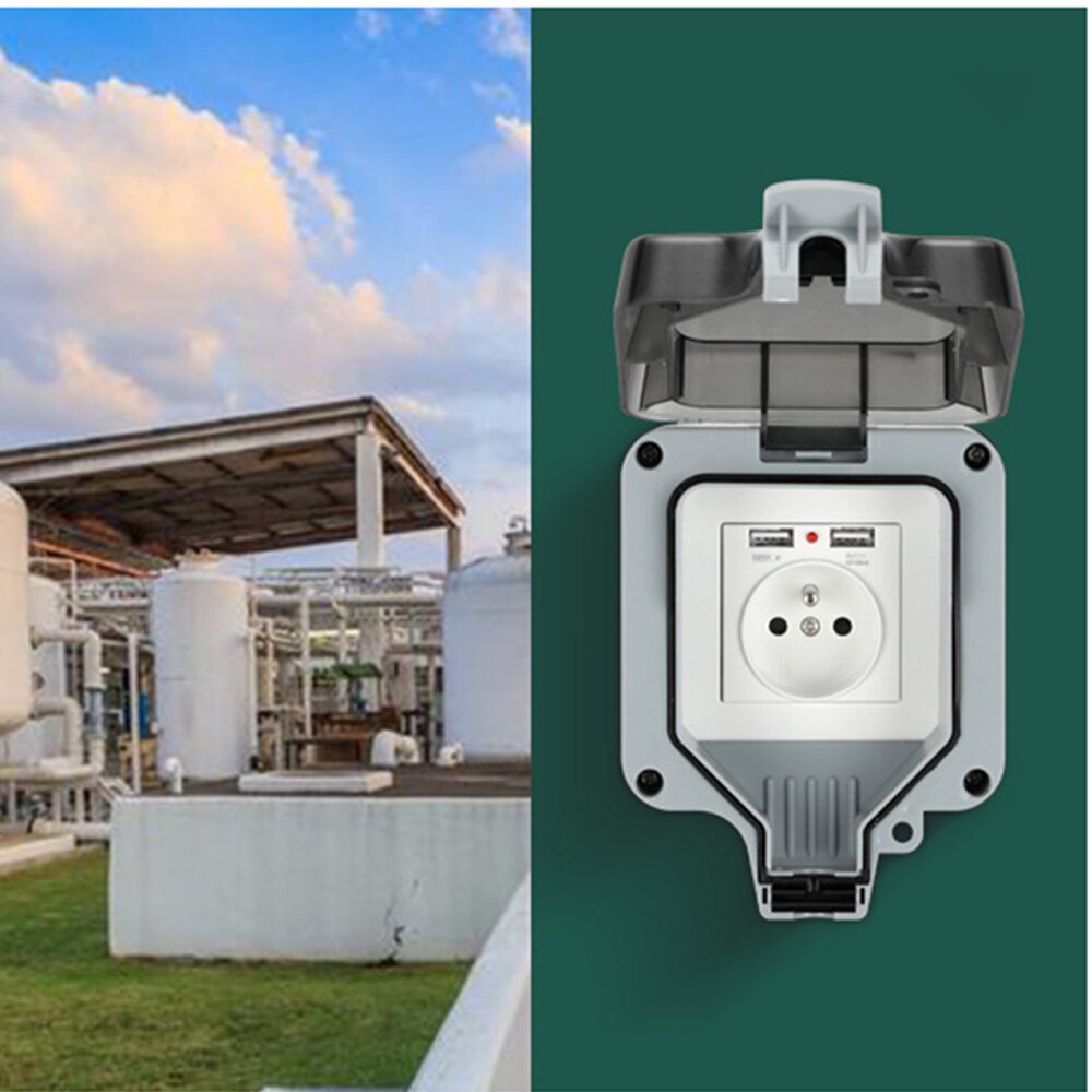 Outdoor USB Wall Sockets EU Plug Electrical Power Outlets IP66 Weather Dust Proof Waterproof IP66 Outside Use Masterplug 1/2 Way