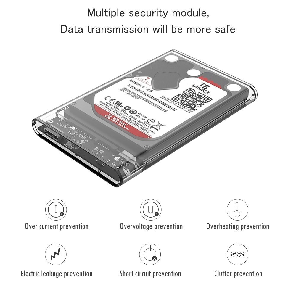 Reletech 2.5 transparent hdd caso sata para usb 3.1 gen2 10gbps externo disco rígido caso interface 5gbps disco caso suporte uasp