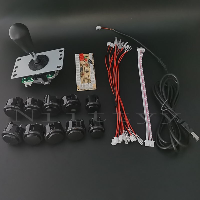 Ovale Bal Arcade Joystick Diy Kit Nul Vertraging Arcade Diy Kit Usb Encoder Om Pc PS3 Arcade Sanwa Push Knoppen voor Arcade Mame: black