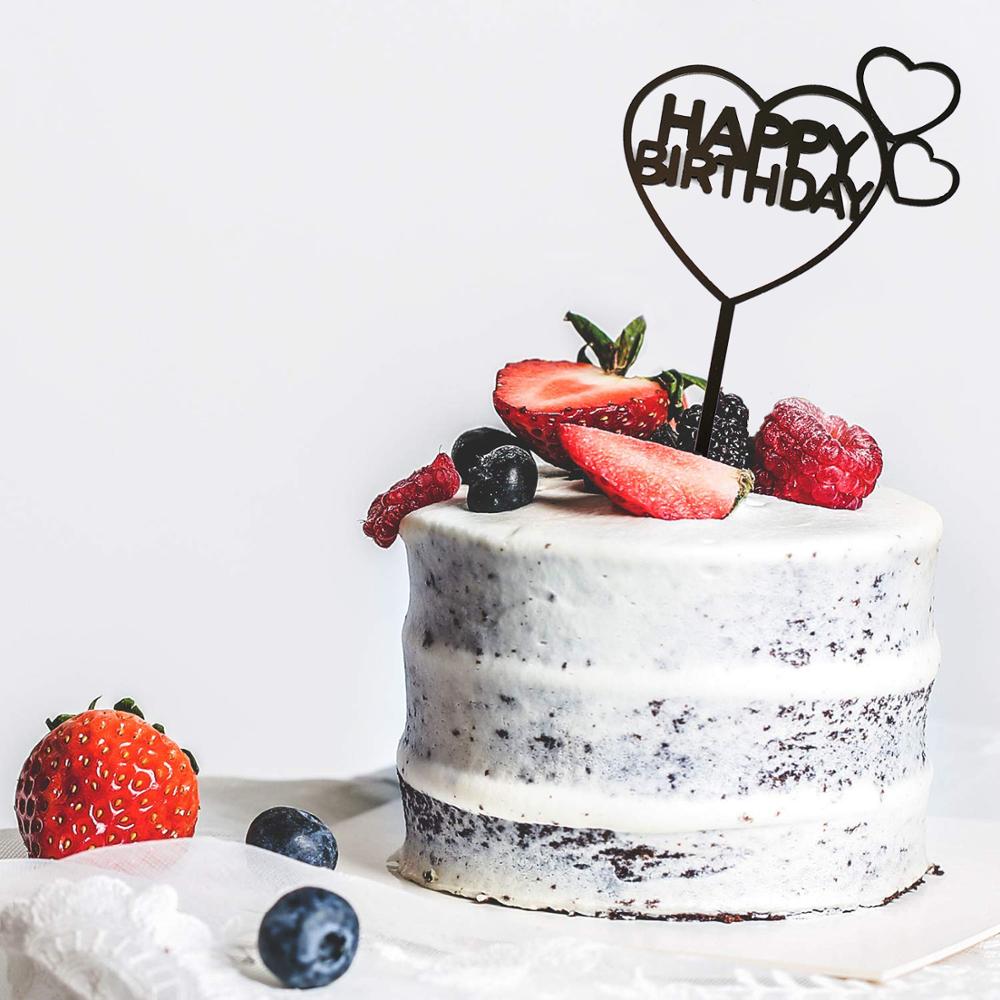 1PC Cake Topper Stars Sweet Love Heart Acrylic Happy Birthday Cake Topper Dessert Decoration for Birthday Party Lovely