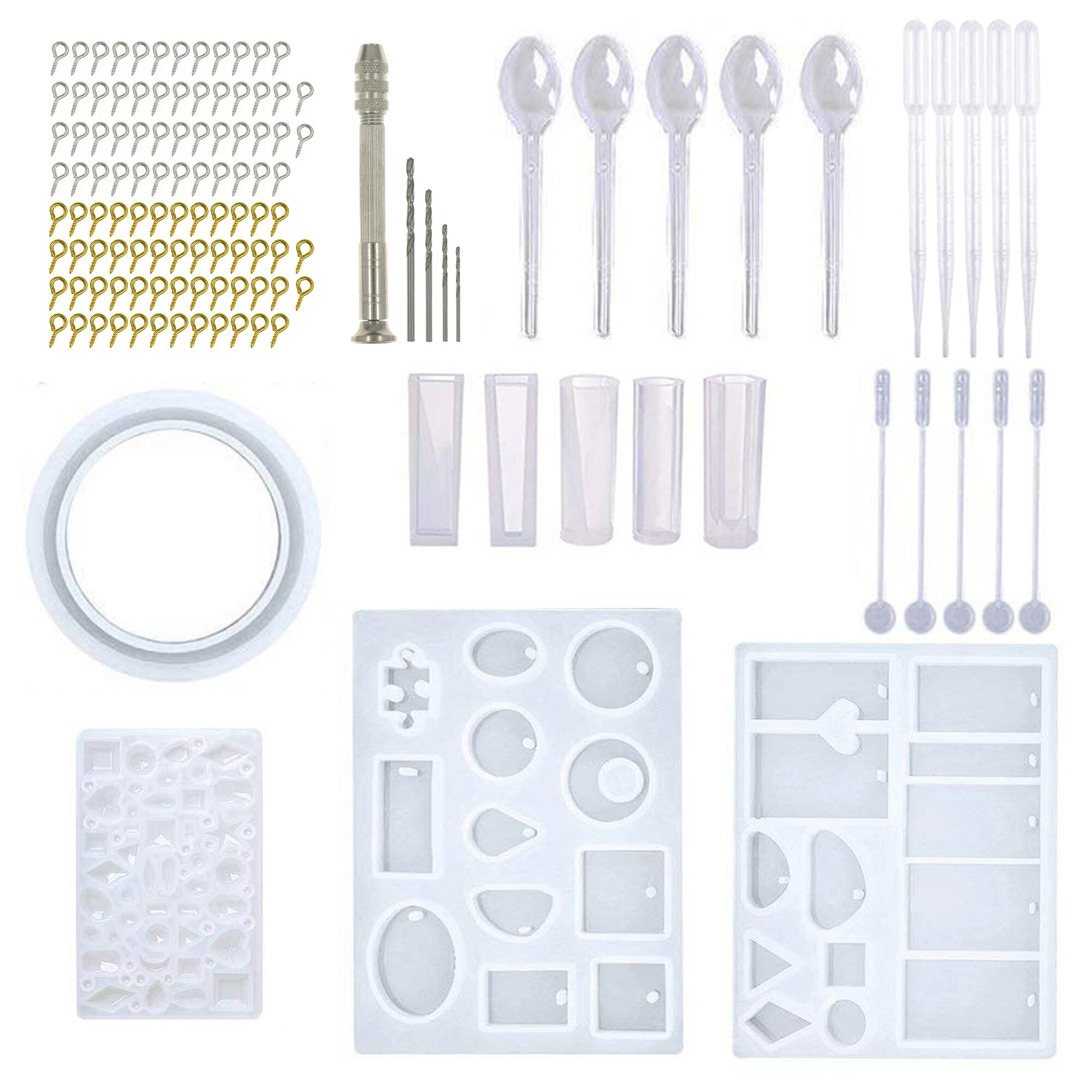 184 pezzi di Stampo In Silicone Della Miscela Bastone Contagocce Catenaccio Gioielli FAI DA TE Che Fanno Gli Accessori Strumenti di Stampi Geometrica Resina Epossidica Combinat: C001