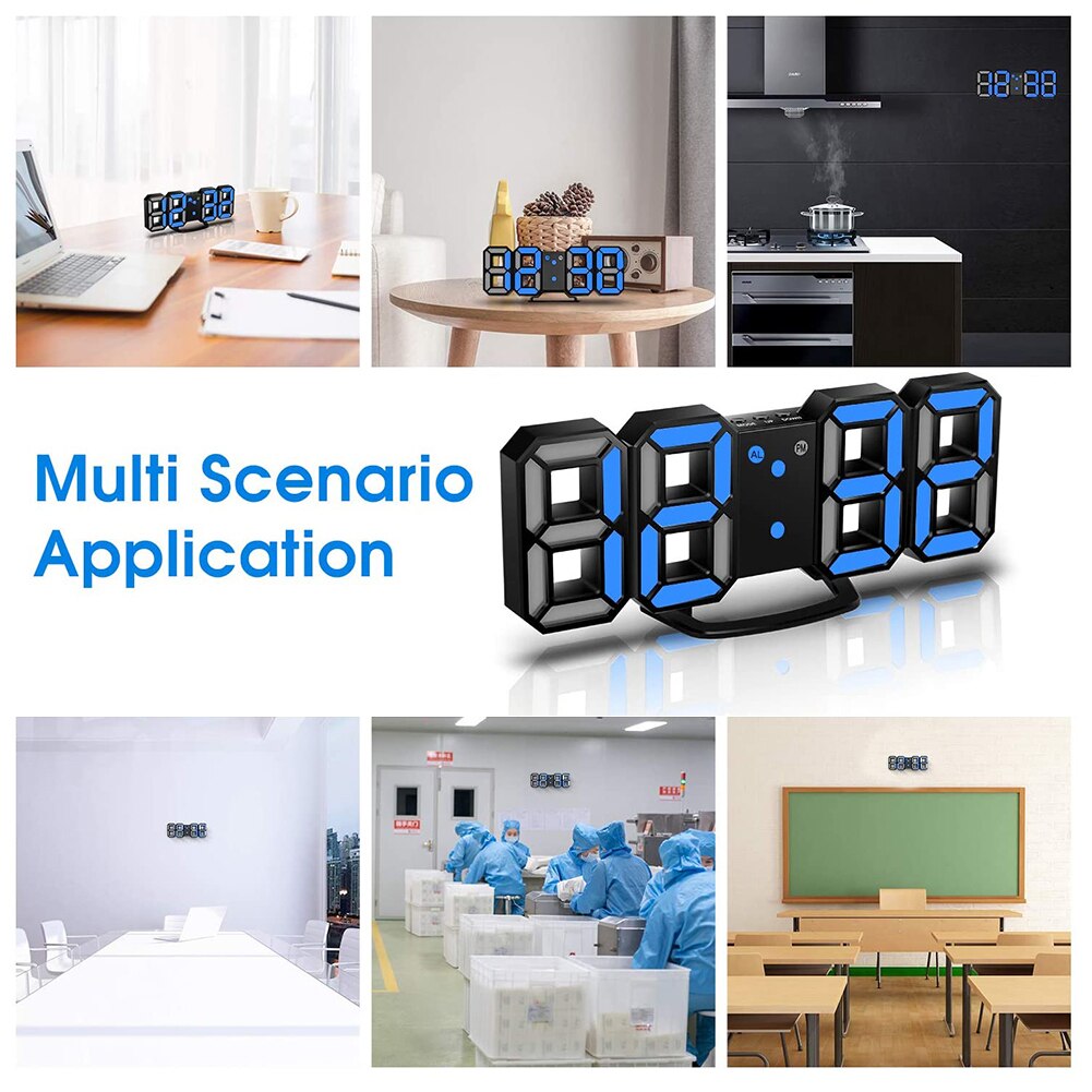 3D LED Digital Alarm Clock Dimmable Snooze Function Home Living Room Night Light living room bedroom dining room nice decoration