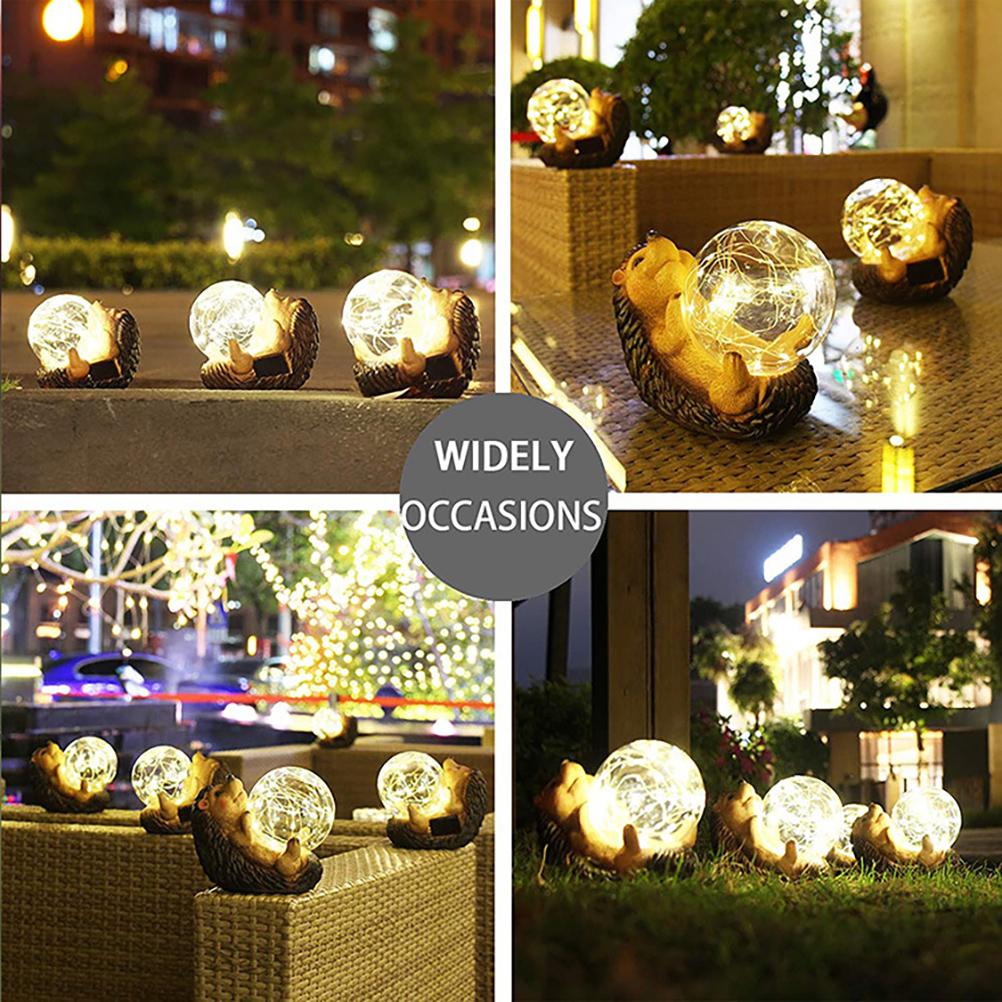 Solar Hedgehog Garden Statue Resin Animals Figurines Yard Art for Patio Backyard Lawn Decoration