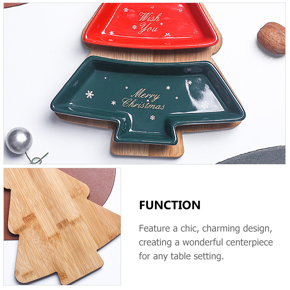 Christmas Tree Shape Fruits Trays Dish Ceramics Snacks Candy Tray Plates Christmas Fruit Snacks Trays Kitchen Storage Organizer