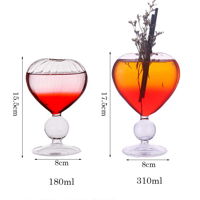 Szklany koktajl w kształcie serca kreatywny przezroczysty wódka Brandy lampka robić wina bar wesele Drinkware dekoracje prezenty copas de wino