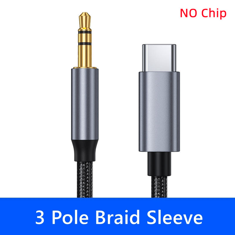 Cable adaptador de conexión de Audio auxiliar USB tipo C a 3,5mm para auriculares de altavoz de coche Cable de Audio de enchufe Dual Android con puerto tipo C: Negro / 2 m
