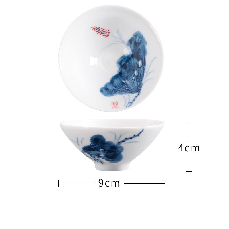 2 Teile/satz Chinesische Hand Bemalt Keramik Teetasse Haushalt Meister Tee Schüssel Einzigen Tasse Getränk Handgemachte Tee-einstellen Kegel Teetassen: F