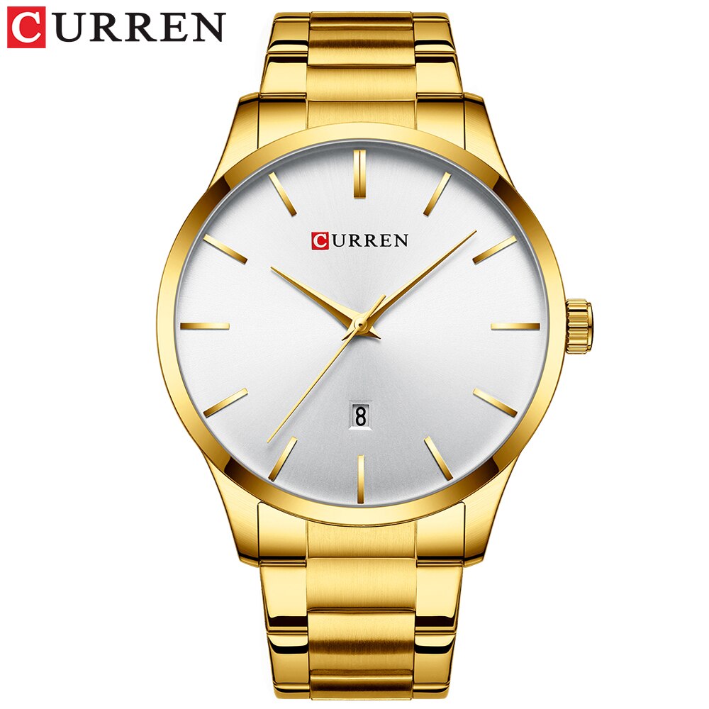 Mannen Horloges Luxe Heren Quartz Horloge Mannelijke Klok Rvs Heren Dress Horloges Relogio Masculino: white gold watch