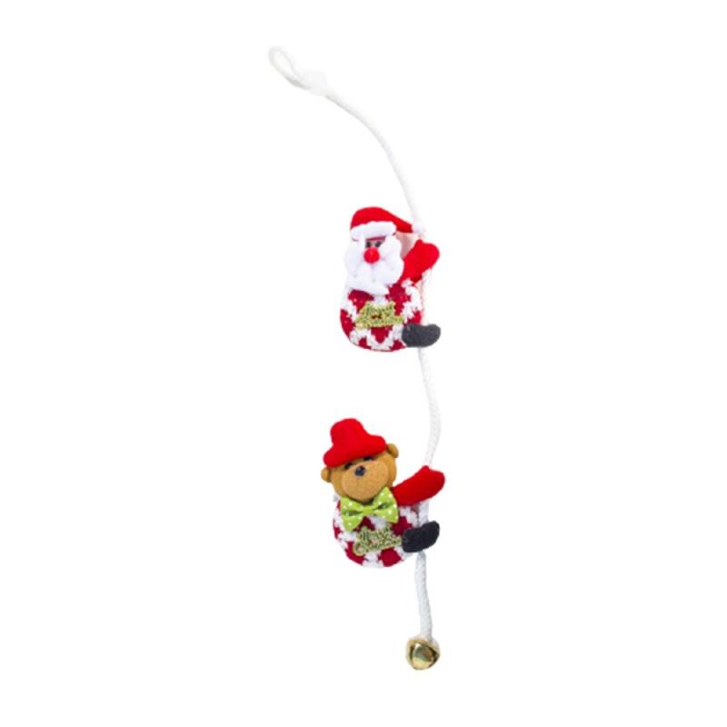 Kerst Stof Dubbele Klimmen Touw Bel Hanger Kerst Decoratie Klimmen Touw Santa, Jaar Decoraties TSLM1