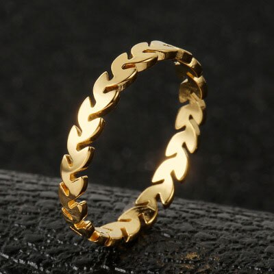 Ramos Vintage Geometrie Gouden Tarwe Bladeren Ring 18 K Vergulde Vrouw Mode Titanium Staal Roestvrij Sieraden Nooit Vervagen