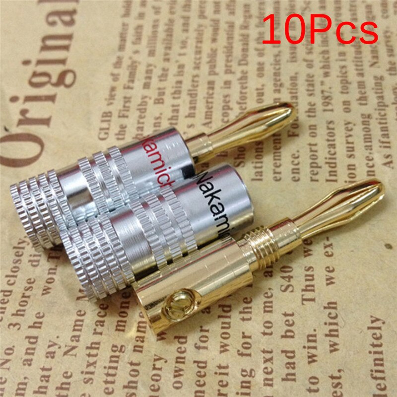 10Pcs Banana Connector 4Mm Speaker Bananenstekers Koper Vergulde 4Mm Banaan Jack Match Met 4Mm binding Post