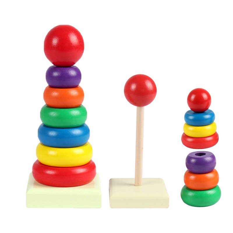 Anillo de madera apilado para bebés, anillo de madera de Color para bebés, juguetes de madera de colores para niños, de juegos divertidos de educación temprana para bebés chico chica