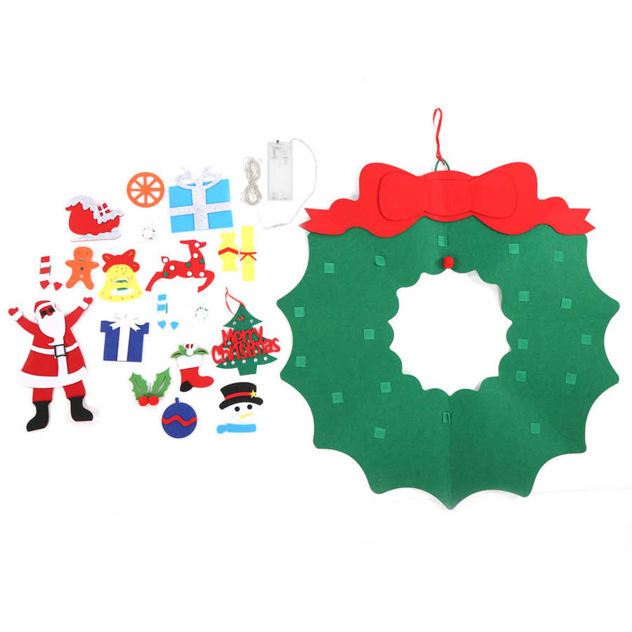 DIY Felt Christmas Tree with LED String Lights Christmas Hanging Decorations Ornament for kids Home Decorations