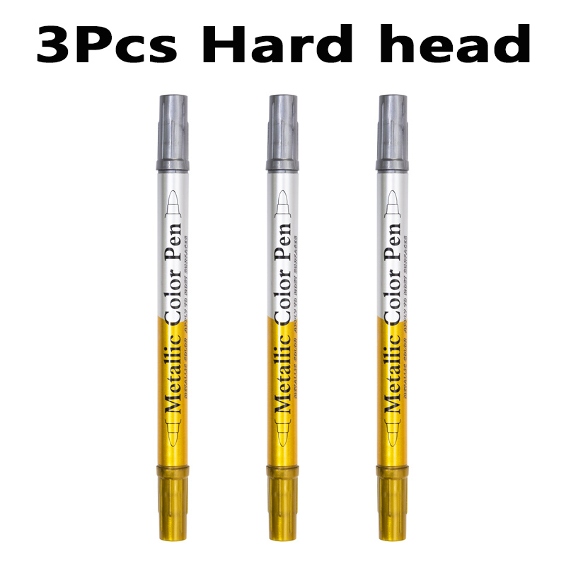 3-6 Pcs Double Head Metallic Marker Pens Gold/Silver 2.5mm Hard Head/brush Head Markers for Painting Stationery School Supplies: WHITE