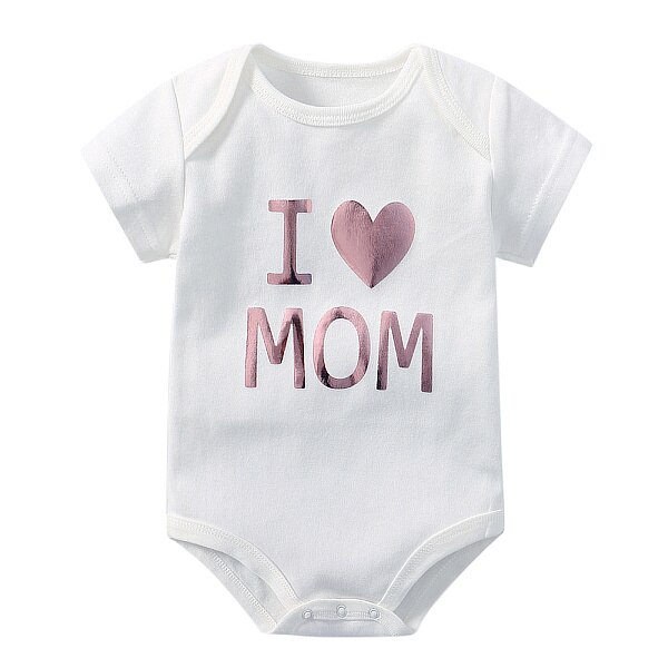 100 Dagen 0-3 Maanden Baby Baby Bodysuit Brief Baby Boy Meisje Kleding Sets Wit Katoenen Baby Zomer Kleding jumpsuit Outfits: Pink I Love MOM