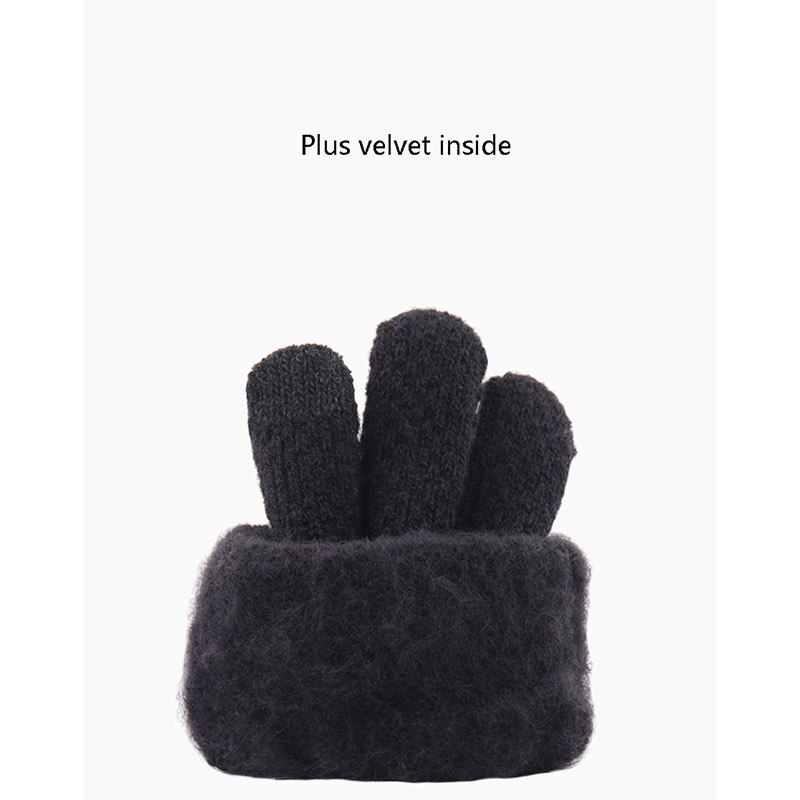 Winter Man Keep Warm Touch Screen Plus Velvet Inside Thicken Wool Knitting Gloves Outdoor Wear-Resistant Anti-Slip