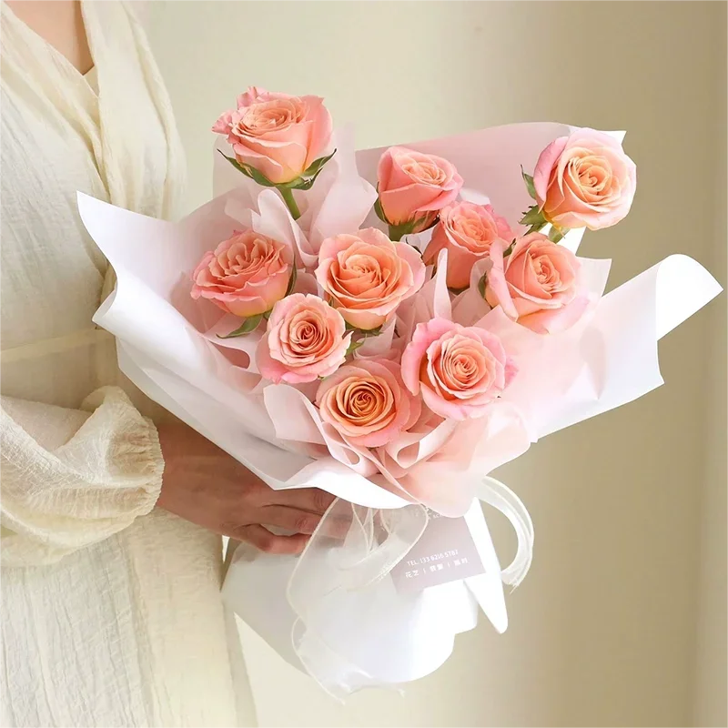 10 Uds. De papel para envolver flores de 50x66cm, ramo de flores, papel para manualidades DIY, suministros de embalaje de para de boda, cumpleaños, Baby Shower