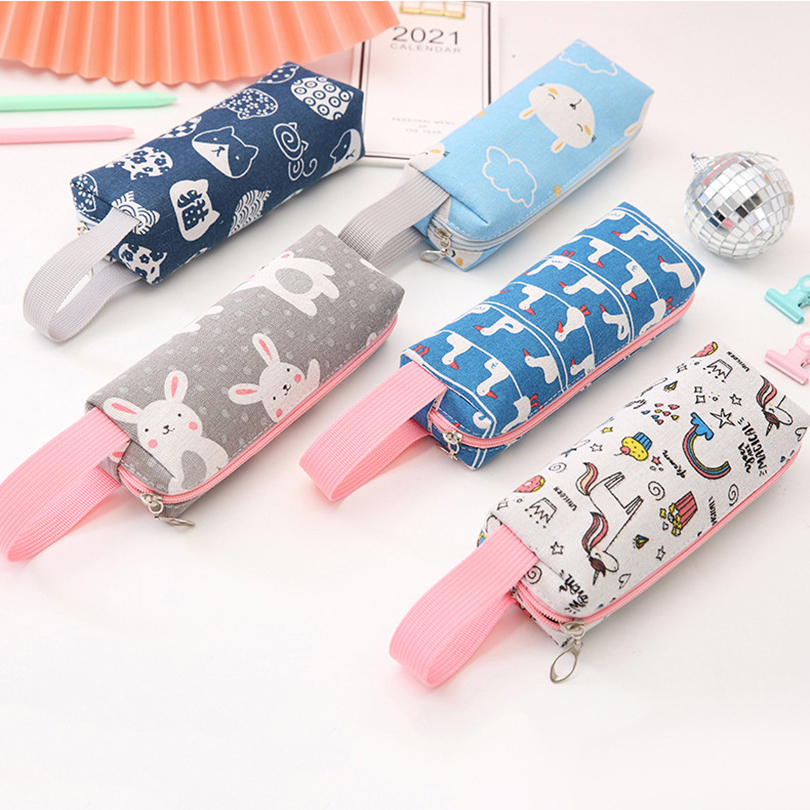 Pencil Case Unicorn Korean Stationery Trousse Scolaire Large Capacity Canvas Pencilcase Estuche Escolar School Pencil Pouch