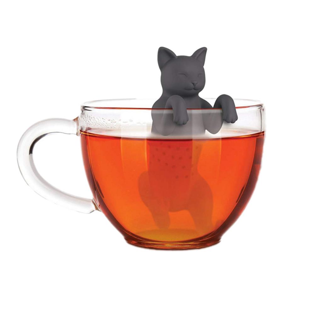 Tepose matte klasse blad urte krydder filter 1pc katt form te infusjon siler filter løs silikon diffusor