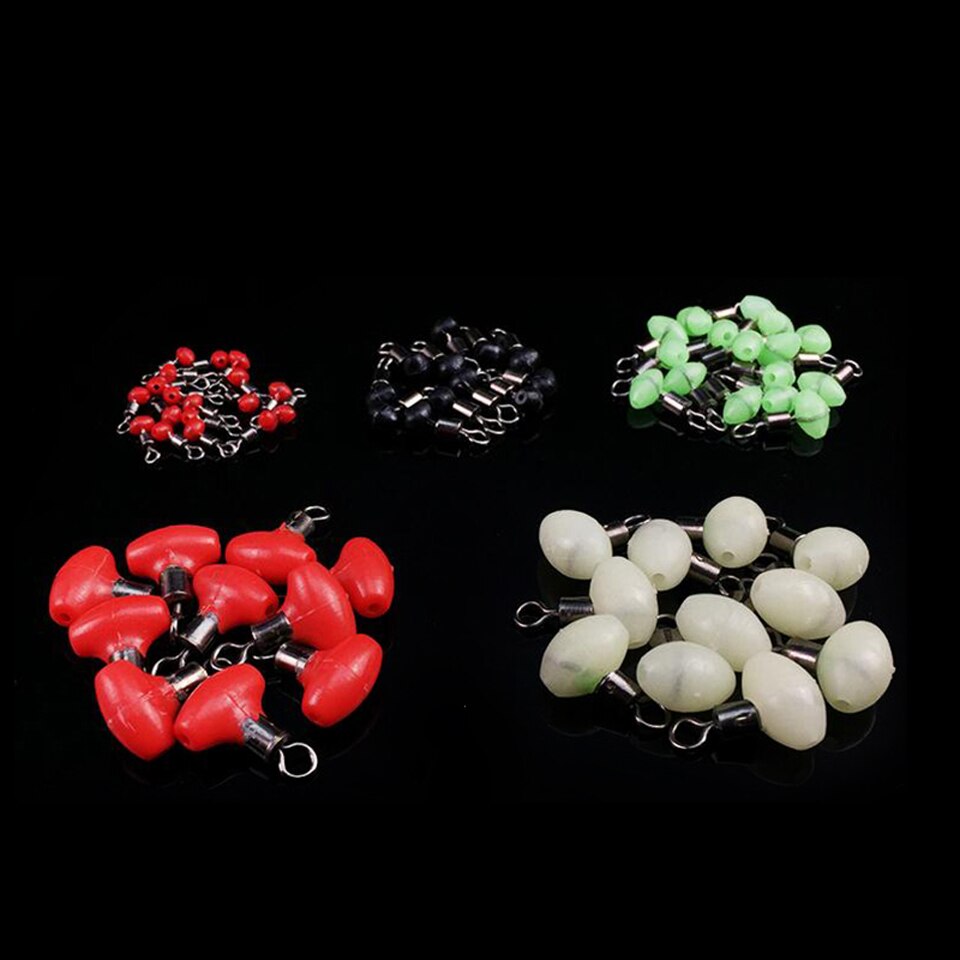 Connecteur de plate-forme à poulie en forme de T, accessoires de pêche lumineux en eau salée verte, pivots et perles croisés, 20 pièces/lot