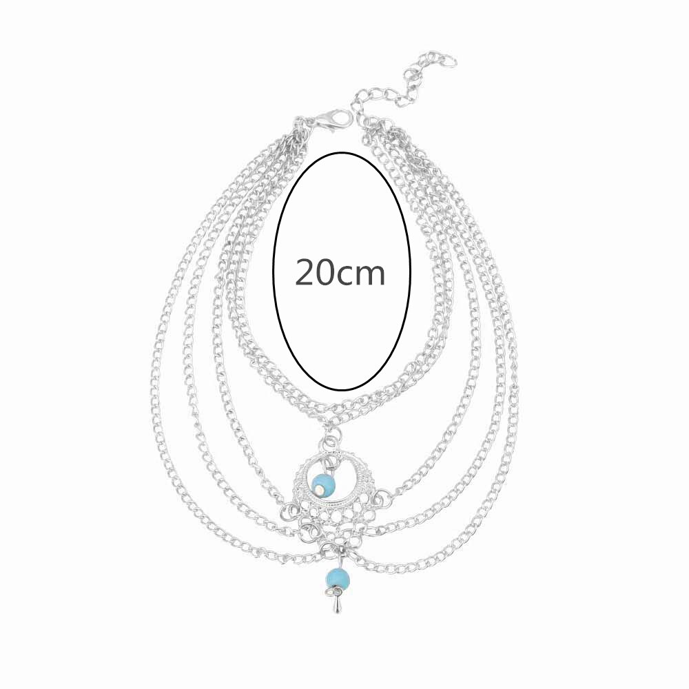 Tobillera étnica Vintage para mujer, tobillera con cuentas de borla con varias capas en forma de gota de agua hueca para mujer, pulsera de tobillo Bohemia para playa, joyería para piernas